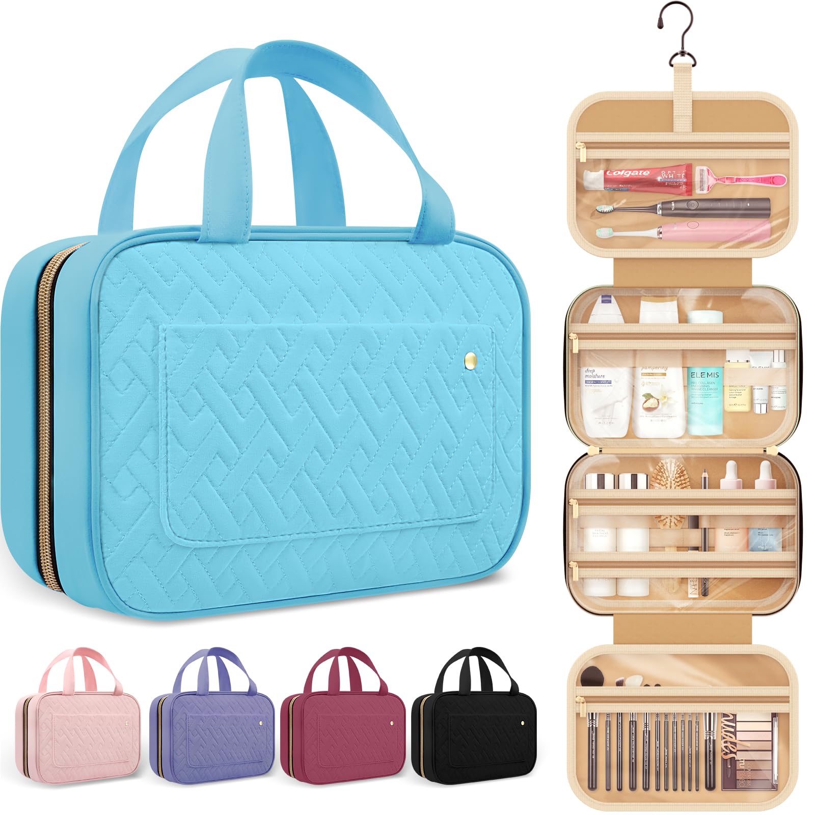 Amazon.com : HOTOR Travel Toiletry Bag for Women with Hanging Hook ...