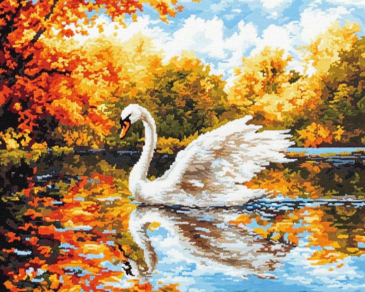AxiangziK Cross Stitch Stamped Kits 16x20 inch,Swans in the Lake Embroidery Crafts Needlepoint Kit,Beginners Starter Kits,DIY Handmade Gifts 11CT 3 Strands