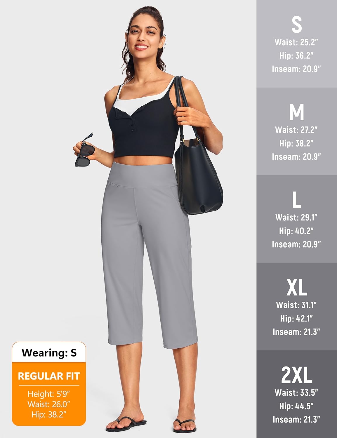 15"/ 18"/ 21" Capri Pants for Women High Waist with Pockets Women's Capris Workout Yoga Pants Loose Straight Leg - Image 6