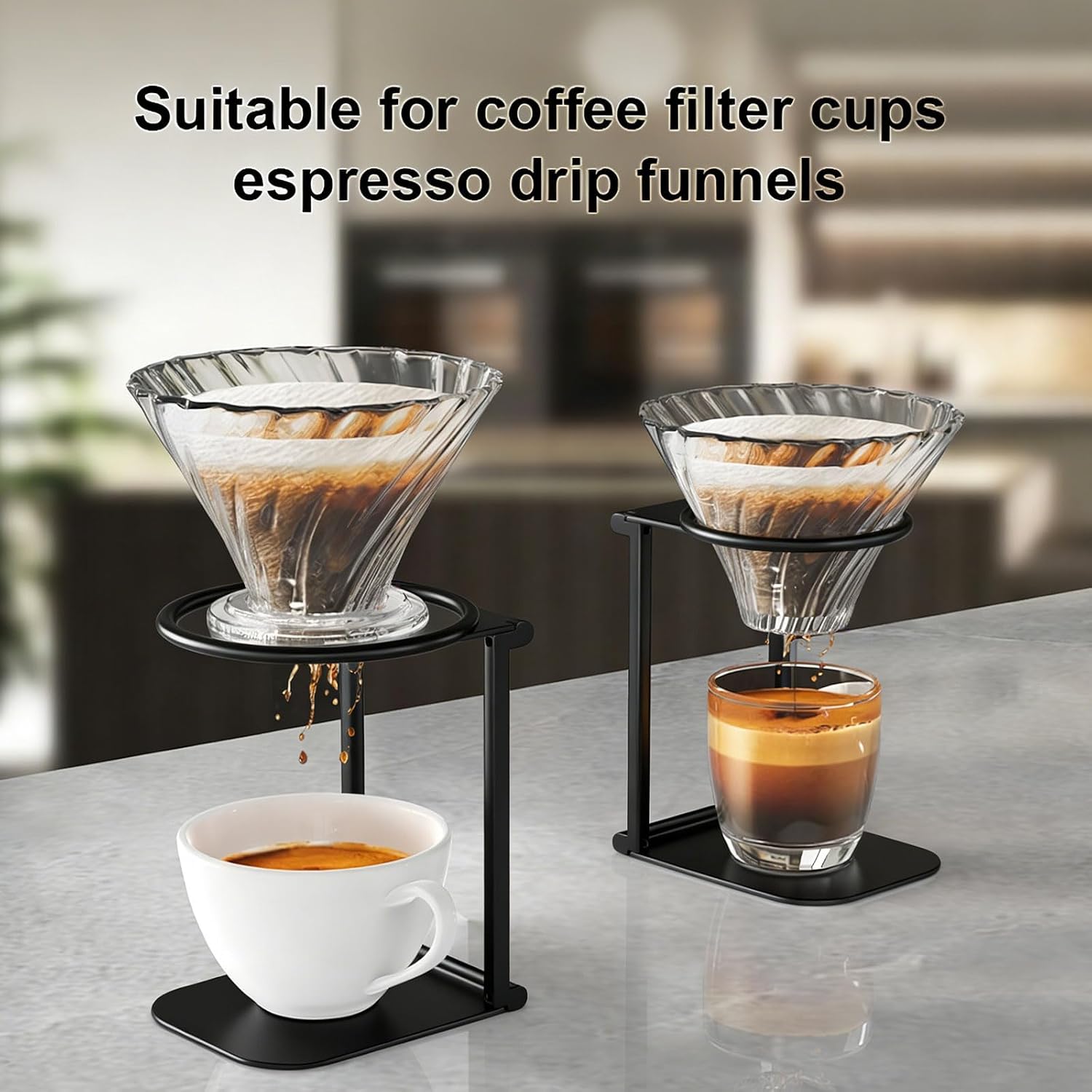 Foldable Coffee Machine Stand Aluminum, Black