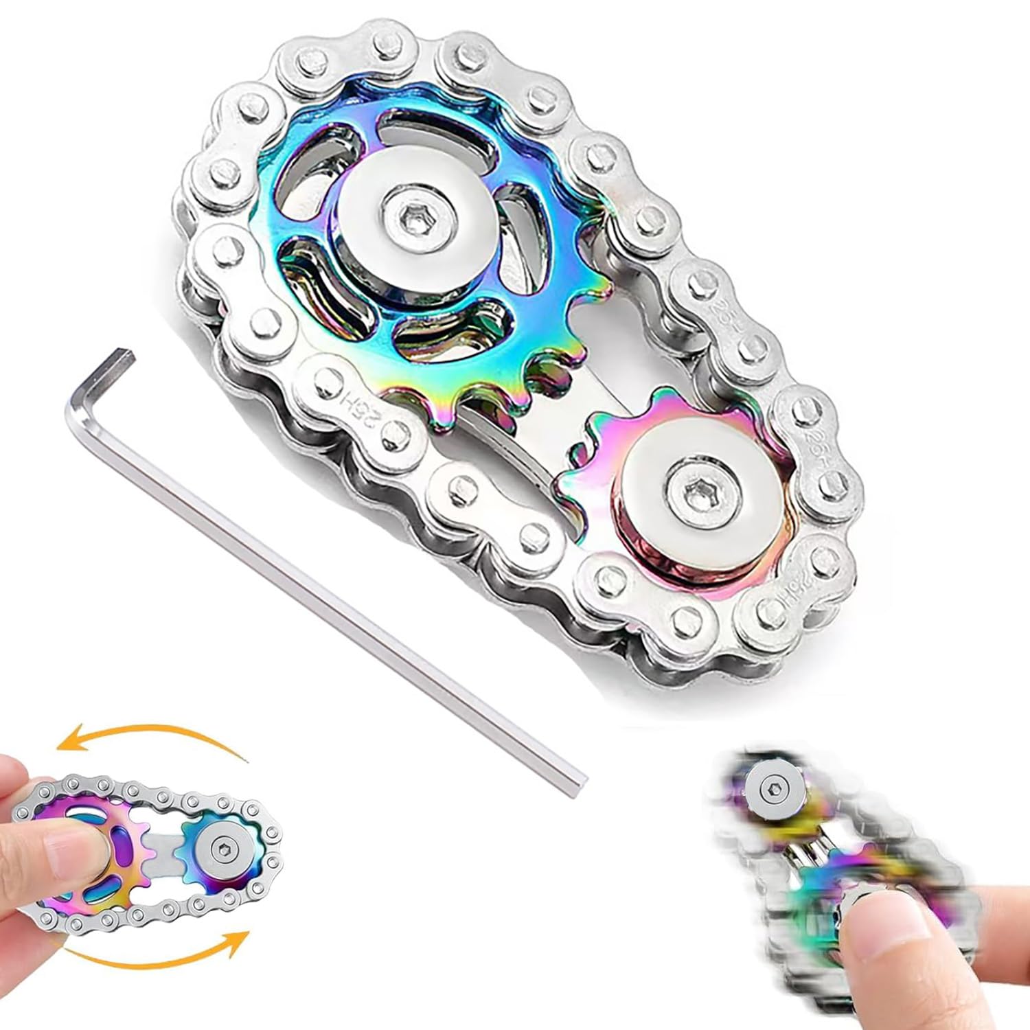 Fidget Chain Toys,Juguete Rueda de La Cadena de Metal, Metal Fidgeting Bicicleta Piñones Cubo, El Nuevo Rotador de Reducción de Presión es para Oficinas y Familiares