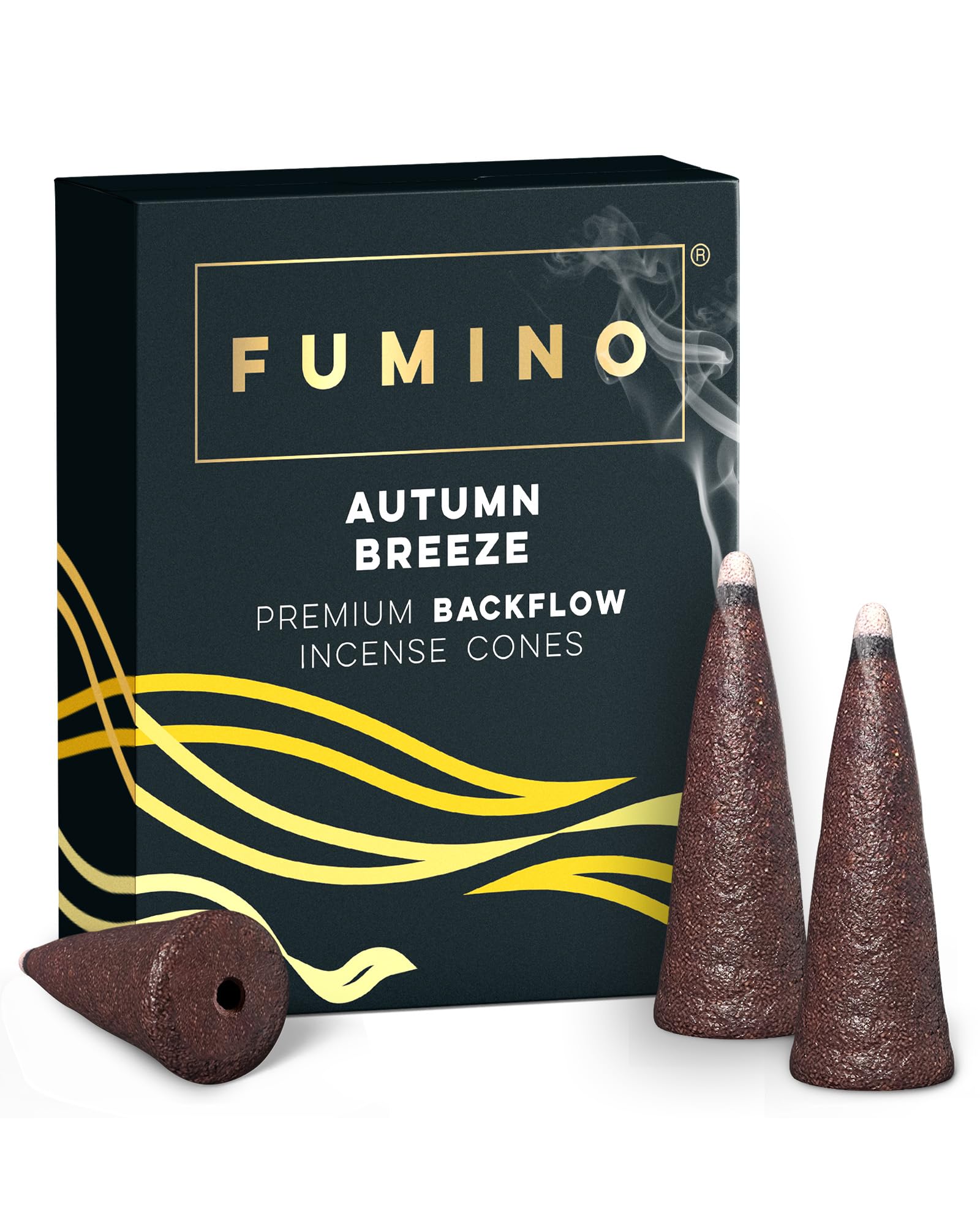 Fumino Black Fumino® Autumn Breeze Fresh Backflow Incense Cones 15 Per Box Masala Agarbatti Joss Scent Fragrance For Relaxation And Meditation, Home And House Decor
