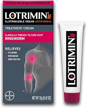 Lotrimin AF Ringworm Cream Clotrimazole 1% - Clinically Proven Effective Antifungal Cream Treatment of Most Ringworm, For Adults and Kids Over 2 years, .42 Ounce (12 Grams)
