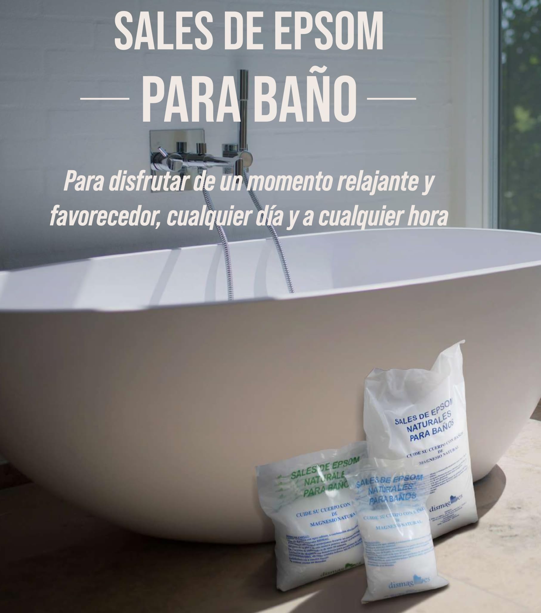 Sales de Epsom para baño. Sal de Epsom en formato de bolsa de 10 Kgs. Baño y cuidado personal. Fuente concentrada de Magnesio Natural. Sal de Baño 100% Pura. Ideal para relajación muscular.