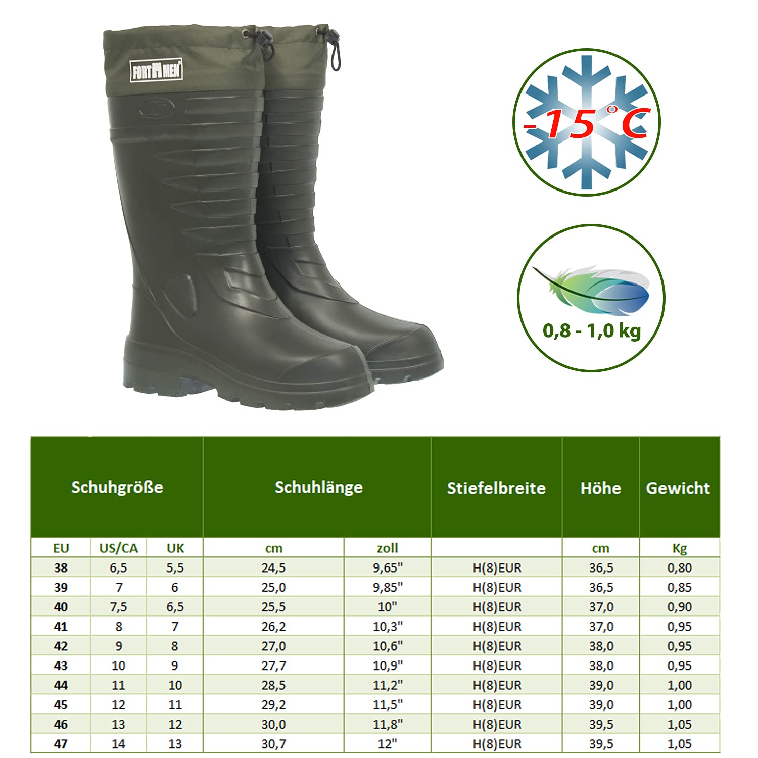 Bottes de pêche thermiques doublées en caoutchouc - Pour homme et femme - Bottes d'hiver chaudes - Pointure 38-47 - Bottes de travail avec doublure