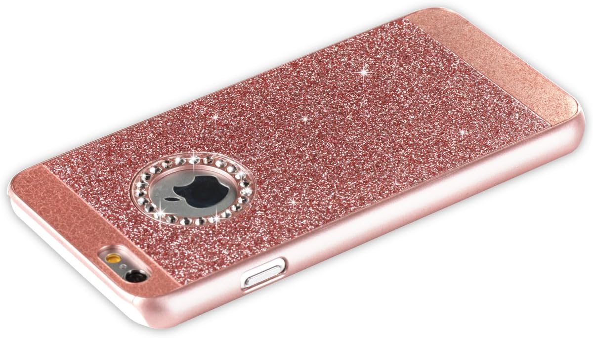 iPhone 6 Case, iPhone 6S Case, BENTOBEN Glitter Sparkly Bling Rhinestone Hybrid Slim Hard Cover Laminated with Luxury Shiny Faux Leather Protective Case for iPhone 6 6S (4.7 inch), Rose Gold