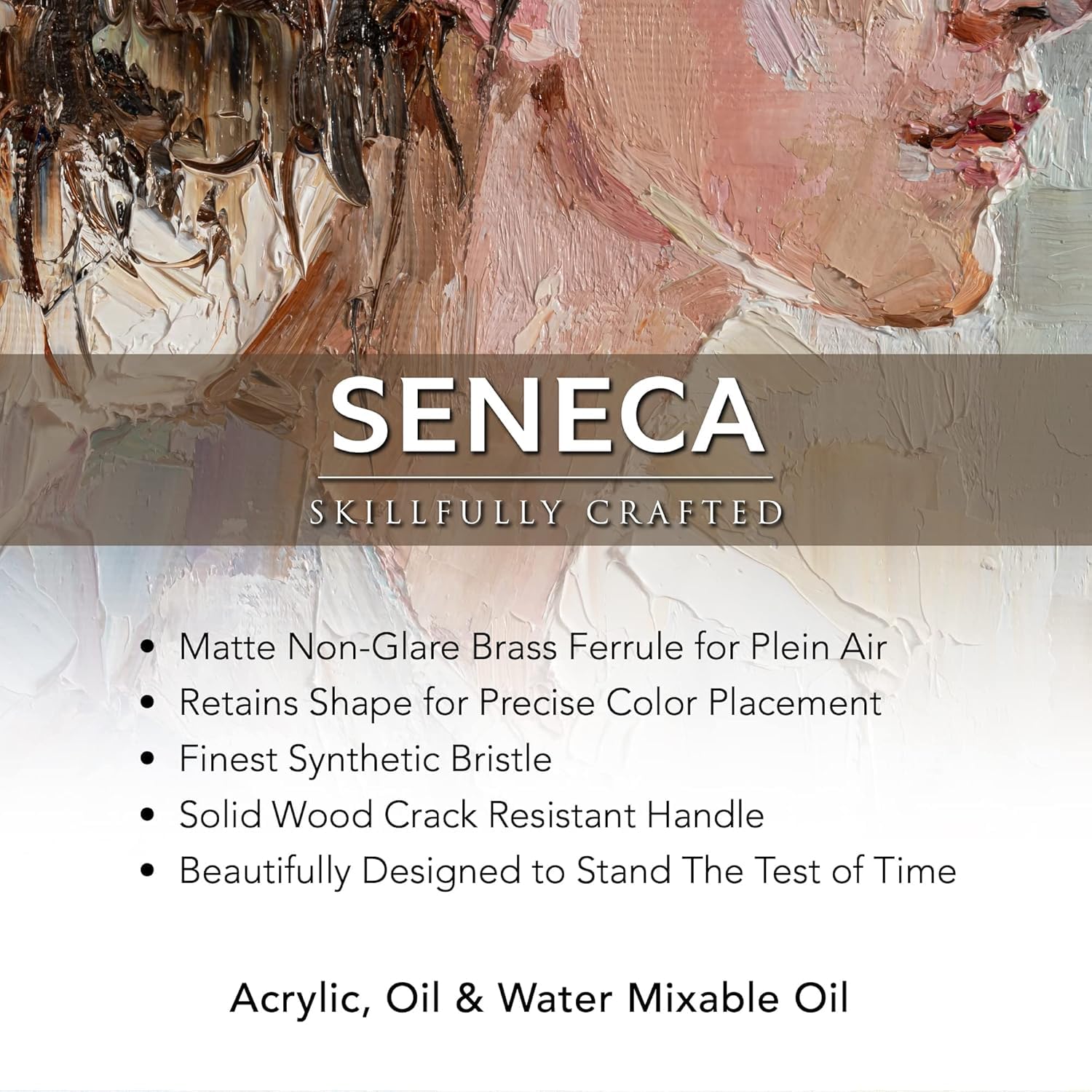 Seneca - Set di 100 pennelli professionali con setole sintetiche per acrilico, olio e olio miscelabile con acqua, serie 1700