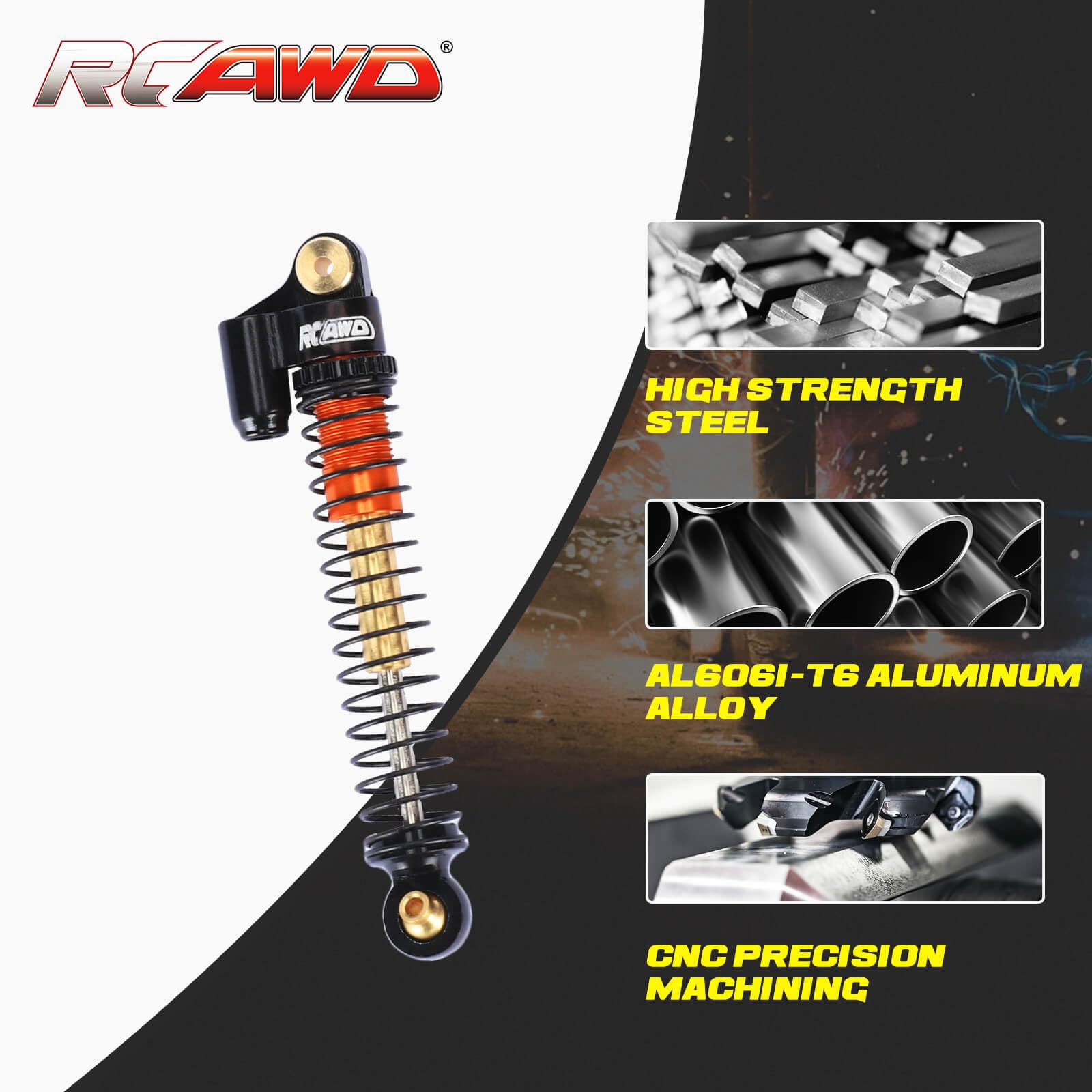 RCAWD Upgraded Double Barrel Shock Absorbers For Axial AX24 XC-1 4WS RC Crawler - Aluminum, Adjustable Springs - View #10