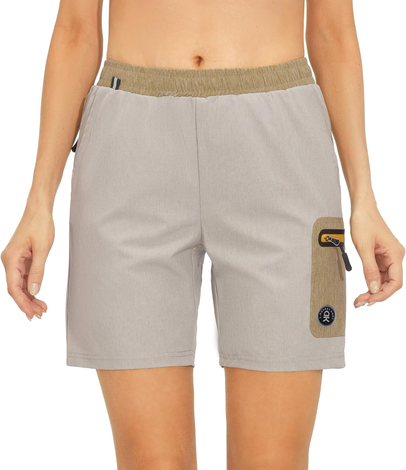 Little Donkey Andy Women's 7" Running Shorts with Liner Quick Dry Stretch Athletic Workout Shorts with Zipper Pockets