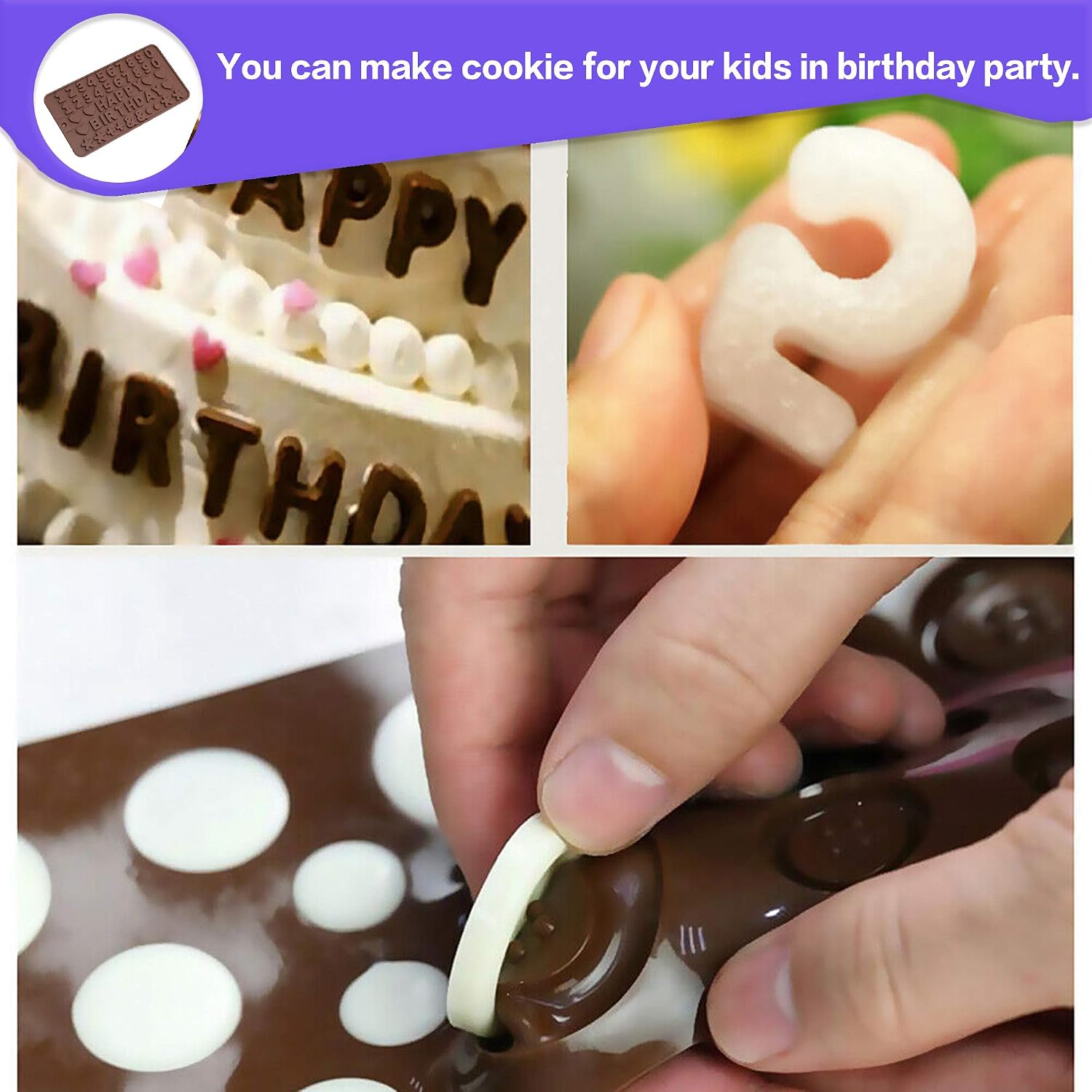 Silicone Candy Chocolate Molds 3 Pack Letter Number Flower Shape Baking Mold Cake Decorations Ice Cube Tray for Kids