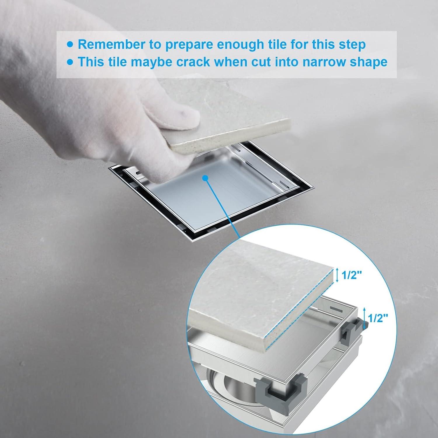12 Inch Shower Drain and 4 Inch Shower Drain