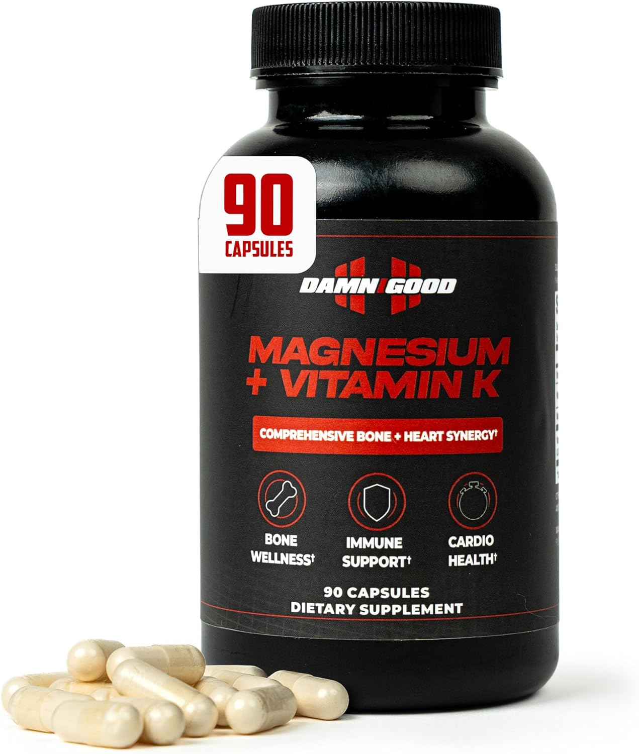 DAMN GOOD The Hodge Twins K2 Magnesium Supplement Advanced Formula for Focus, Clarity & Energy – Premium Neuro Capsules with Adaptogenic Herbs & Nutrients – Vegan & Non-GMO – 90 Count