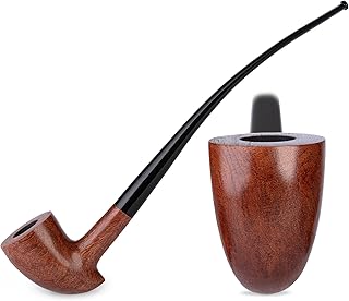 10.8'' Long Pear Wood Tobacco Smoking Pipe. Churchwarden pipes - (27,5cm) for 9mm Filter. Velvet pouch gift