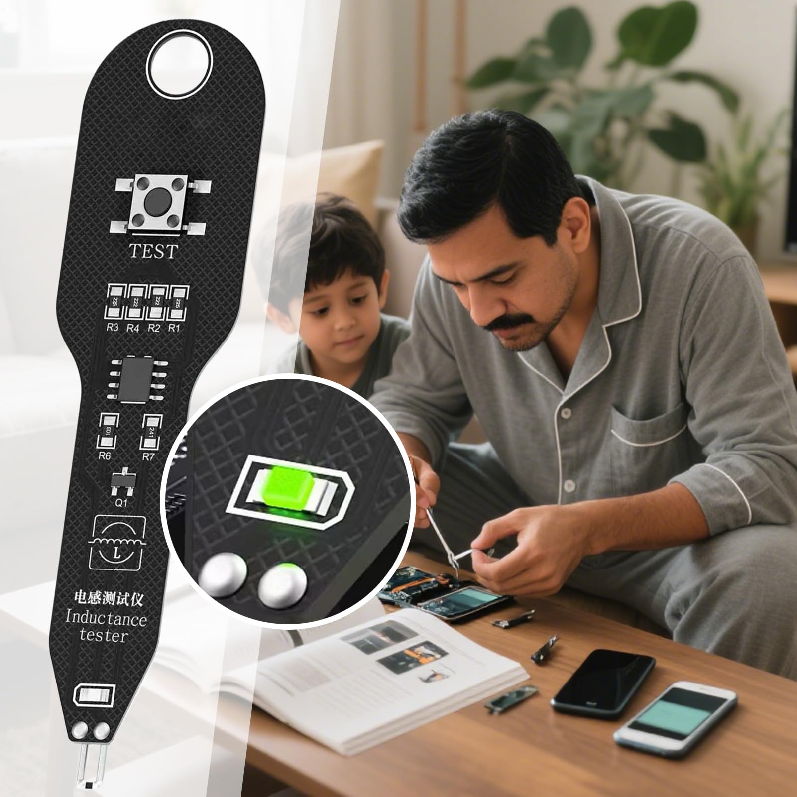 Tester per circuiti elettronici, tester per manutenzione a induzione elettromagnetica, rilevatore di precisione professionale per telefoni, elettronica, riparazione fai da te e diagnostica di circuiti