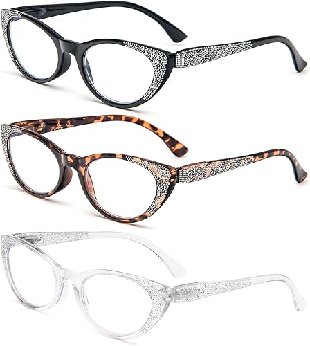 Miniatura 2 de YQJYWZTF Paquete de 3 lentes de lectura para mujer, lentes de bloqueo de luz azul, diseño de moda, para lectores de computadora, bisagras de resorte
