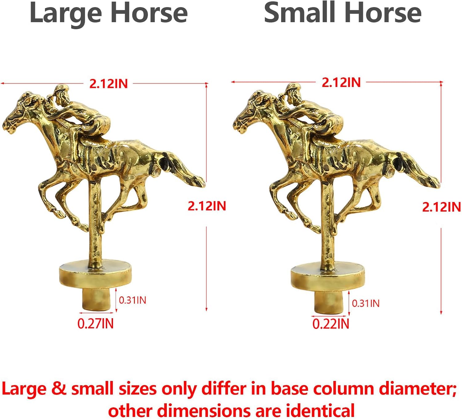 0.27IN-11 Metal Horses for Horse Racing Board Game-3 Colors Large Metal Horses Set with Gold 4+Rose Gold 4+Silver 3-Classic Style Collection Souvenirs .(0.27IN Large Circular Bottom Column)