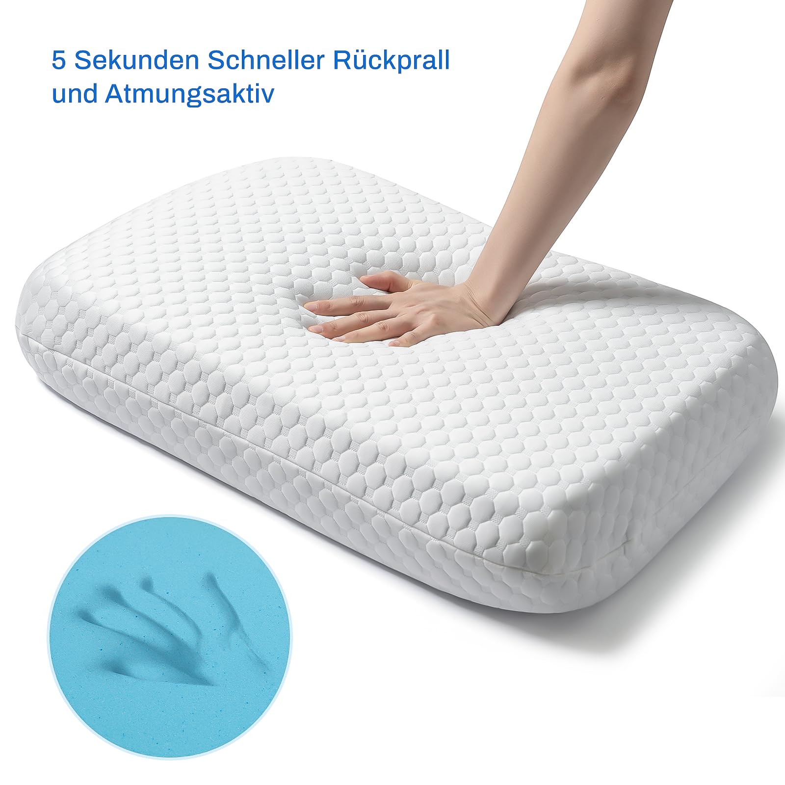 Kühlender Memory Foam Kissen 40x60, Kopfkissen Hart Fest zum Schlafen, Einstellbares Seitenschläferkissen Nackenkissen für alle Schlafpositionen mit waschbarem Bezug, Höhenverstellung von 2 bis 13 cm