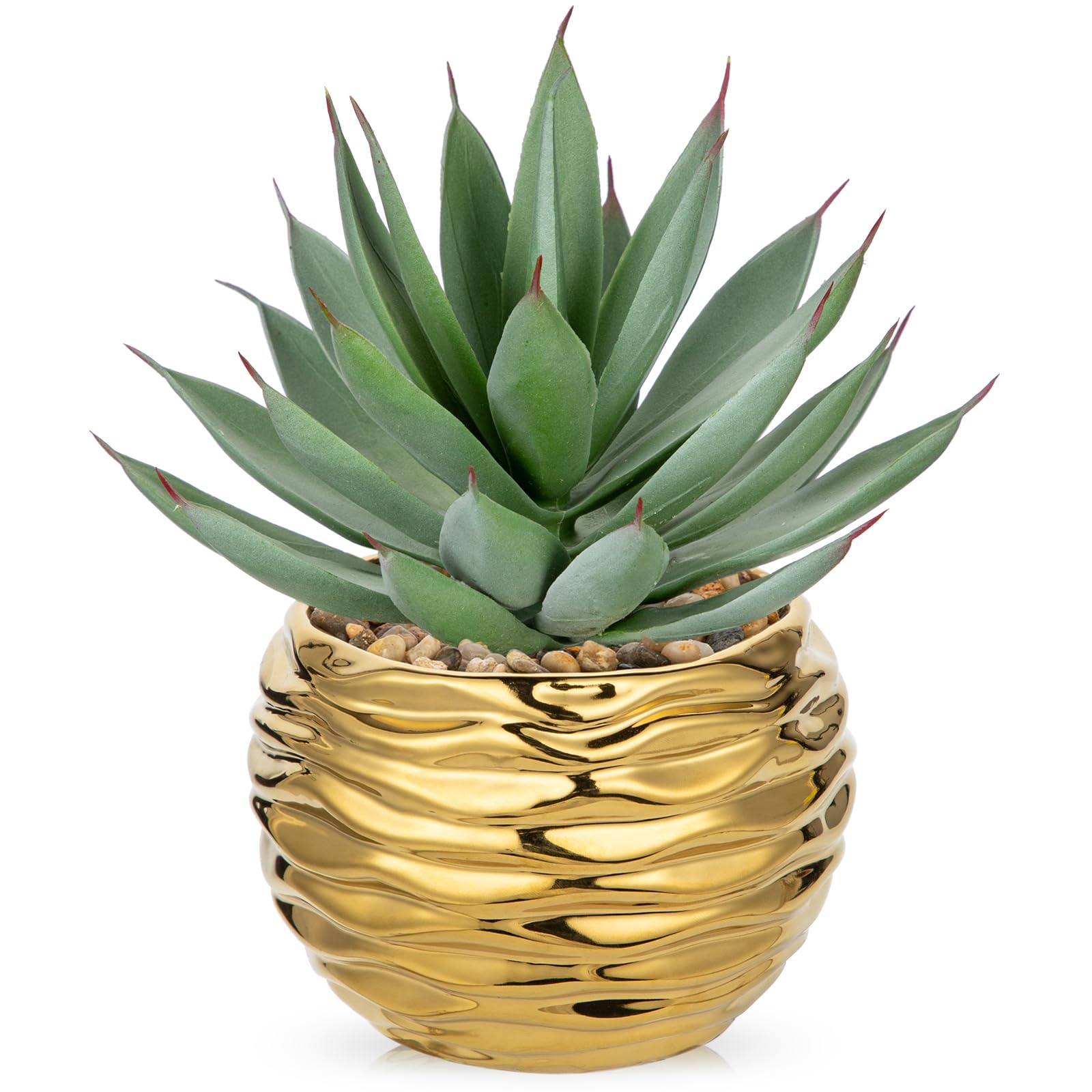 Briful Artificial Succulent in Gold Pot 8.3 Inch