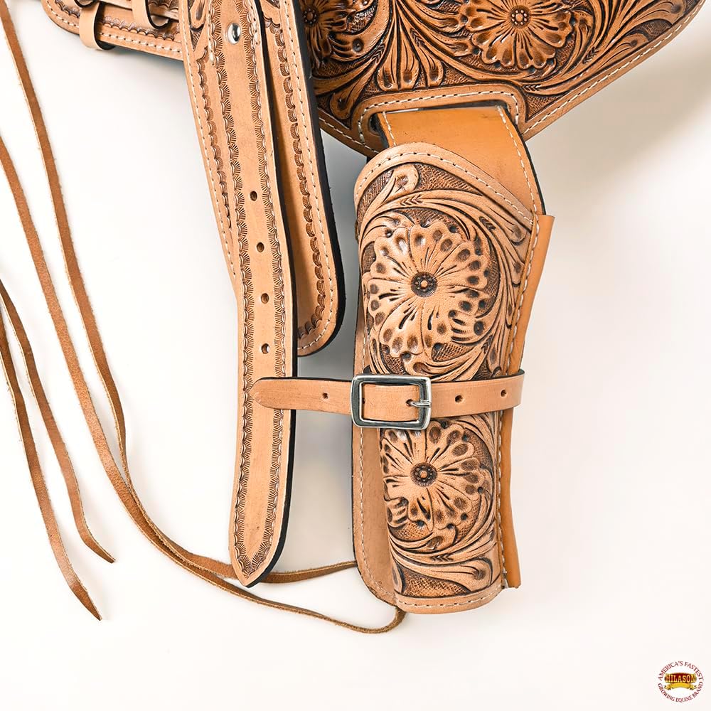 HILASON Double Caliber 44/45 Leather Western Cowboy Gun Rig Holster | Costume Belt