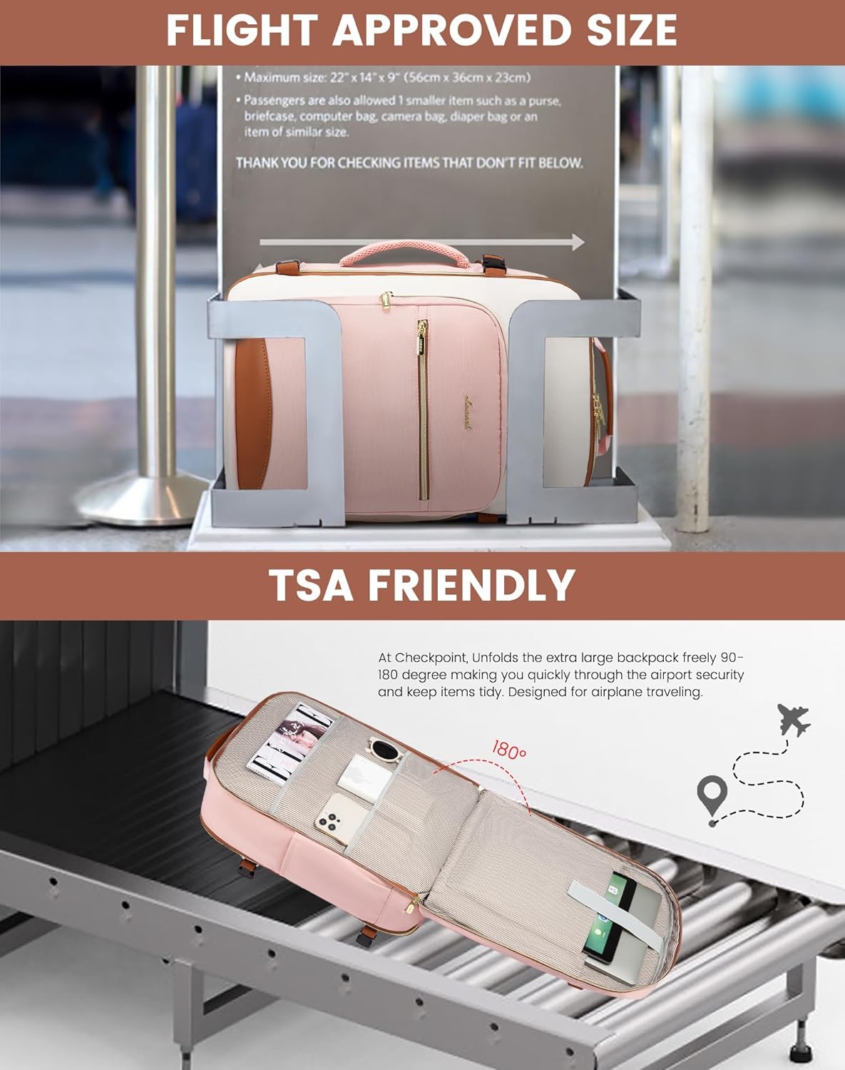 LOVEVOOK 40L Travel Backpack for Women & Men, Airline Approved Carry On Luggage with 3 Packing Cubes, TSA Overnight Bags, Waterproof Personal Item Bag, Weekender Essentials Backpacks fits 17" Laptop - Image 4