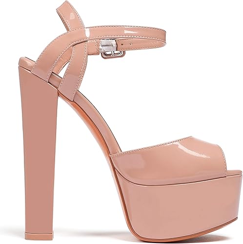 Miniatura 4 de Eldof Sandalias de plataforma para mujer, tacón alto, con correa de tobillo de 6 pulgadas, puntera abierta, tacones, vestido de fiesta, zapatos