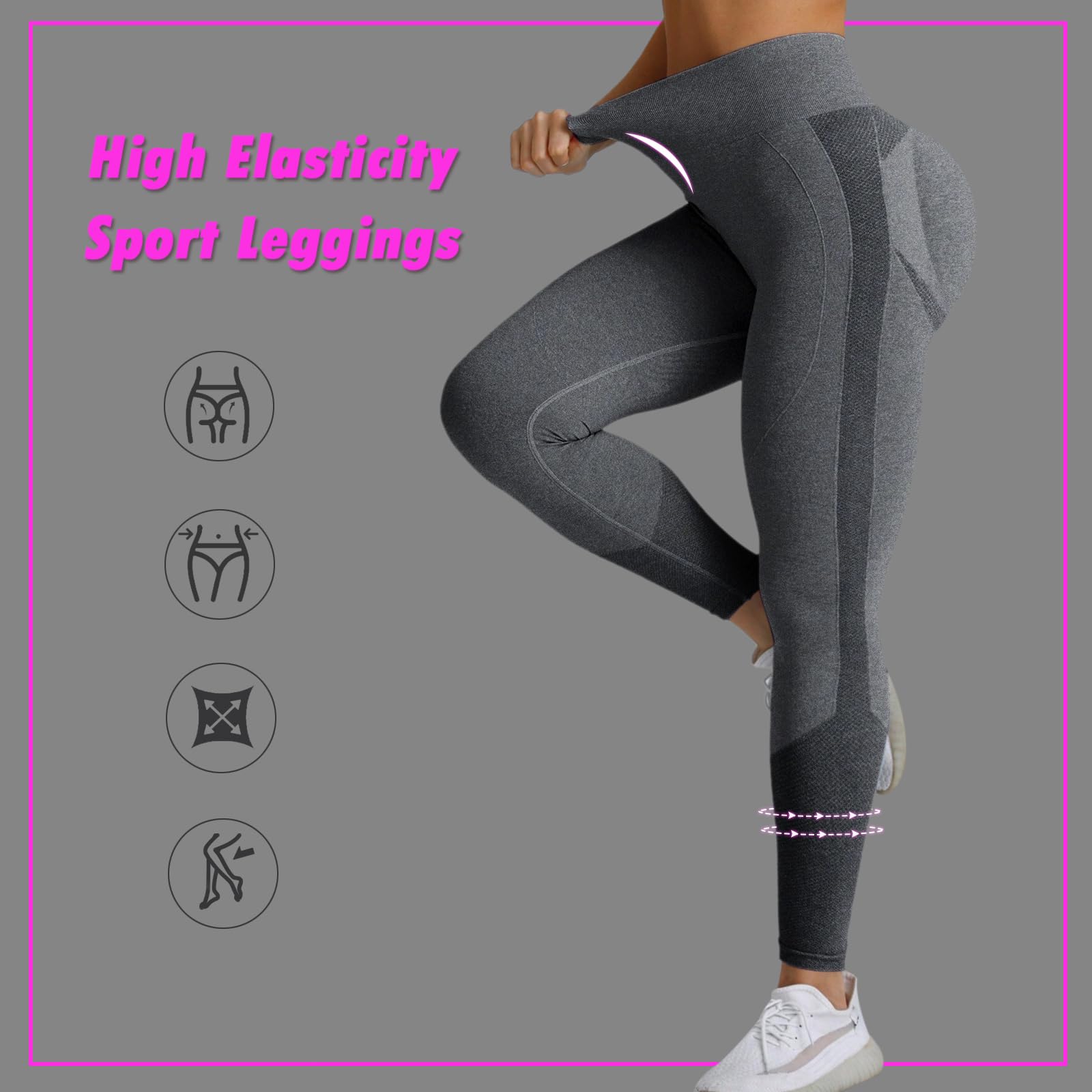 Legginsy sportowe damskie z wysokim stanem, z scrunch Butt Legginsy na siłownię Push Up Joga Kontrola brzucha Matowe elastyczne legginsy antycellulitowe
