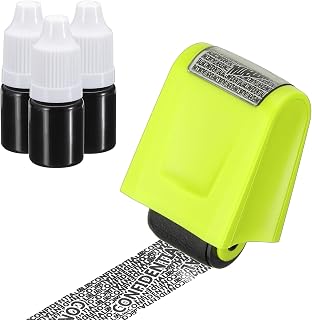 PATIKIL Identity Theft Protection Roller Stamp, 0.7" Confidential Roller Stamp Privacy ID Police Stamp Roller for Security ID Address with 3Pcs Refills, Light Green