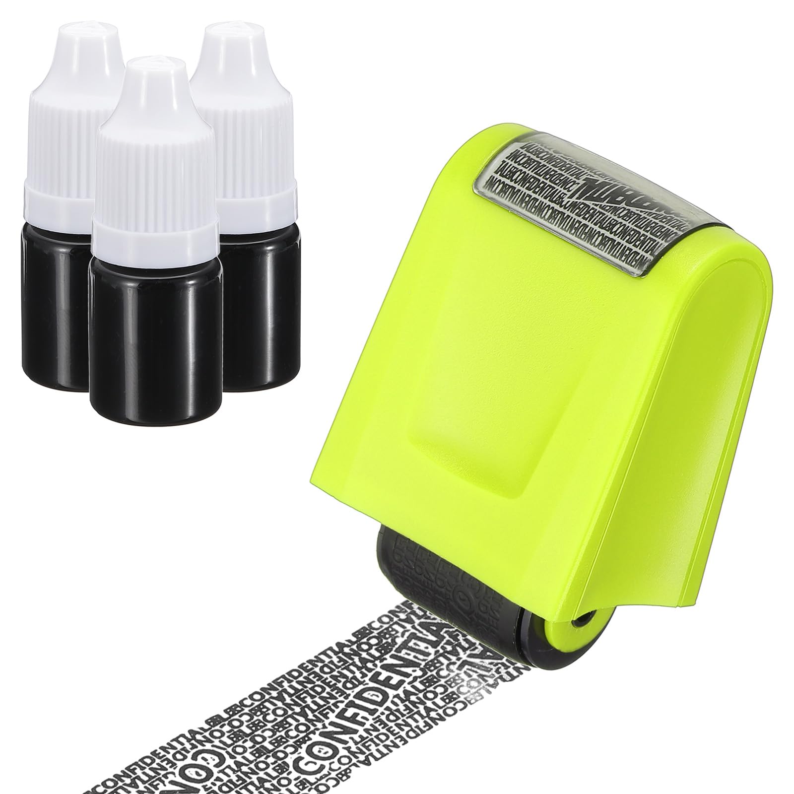 PATIKIL Stempel do ochrony tożsamości, 0,7", poufny identyfikator policyjny, z 3 wkładami, jasnozielony