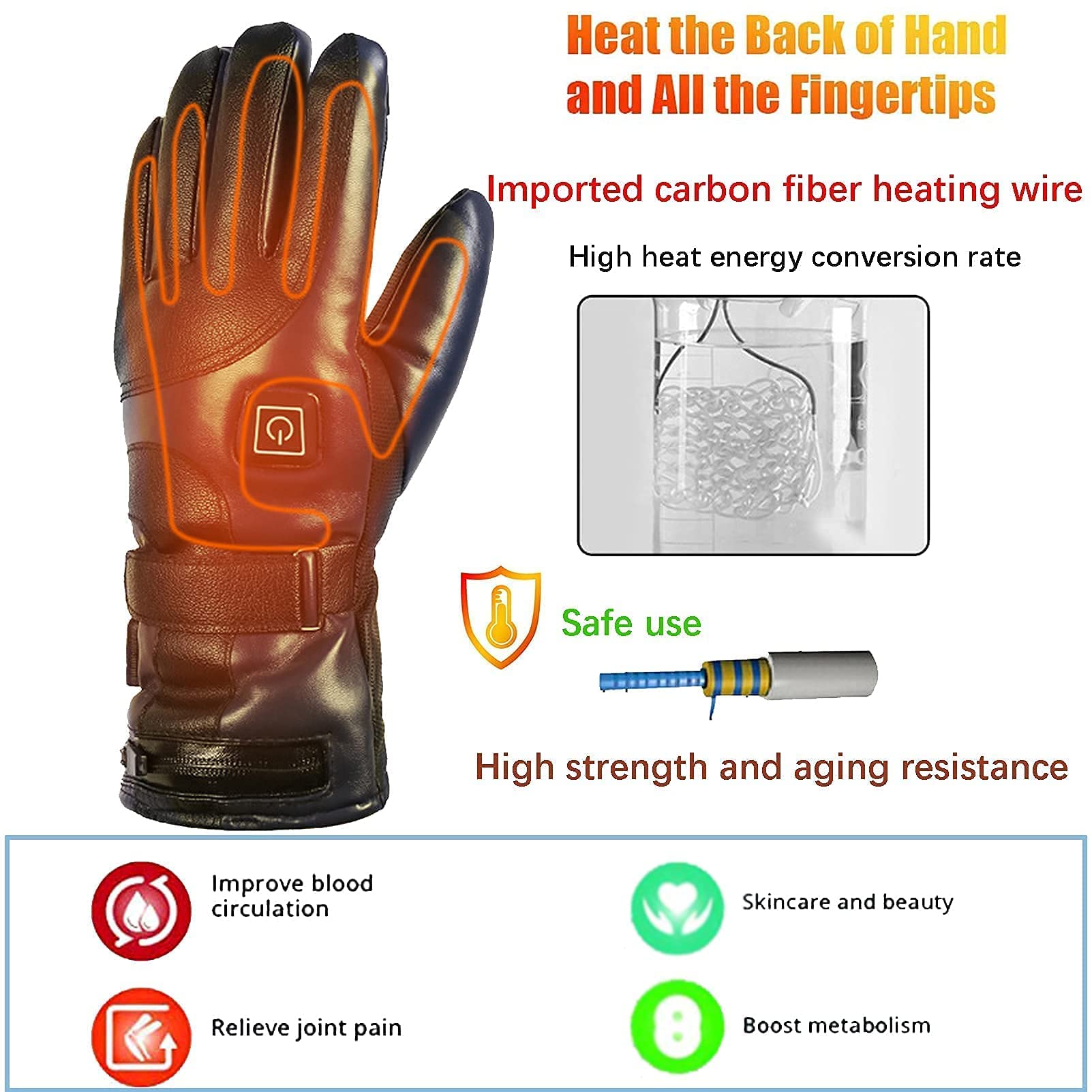 Guantes térmicos, 7.4V 4000mAh Batería Recargable Guantes térmicos eléctricos para Hombres Mujeres Guantes térmicos para Motocicleta Pantalla táctil Impermeable para Deportes Esquí