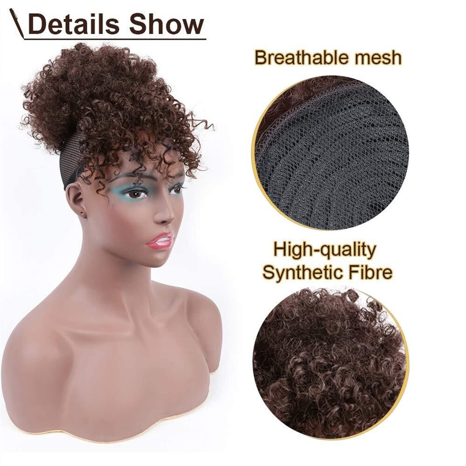 Frauen Haar Chignon Drawstring Drawstring for Hohe Blase Haar mit Pony Stück Haar Für Unordentliche Dutts (Color : Q35 1BT613)