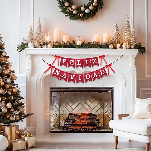 Miniatura 5 de Cartel decorativo de Feliz Navidad para chimenea, pared interior de Navidad, decoración de Navidad, pancarta con purpurina de Feliz Navidad