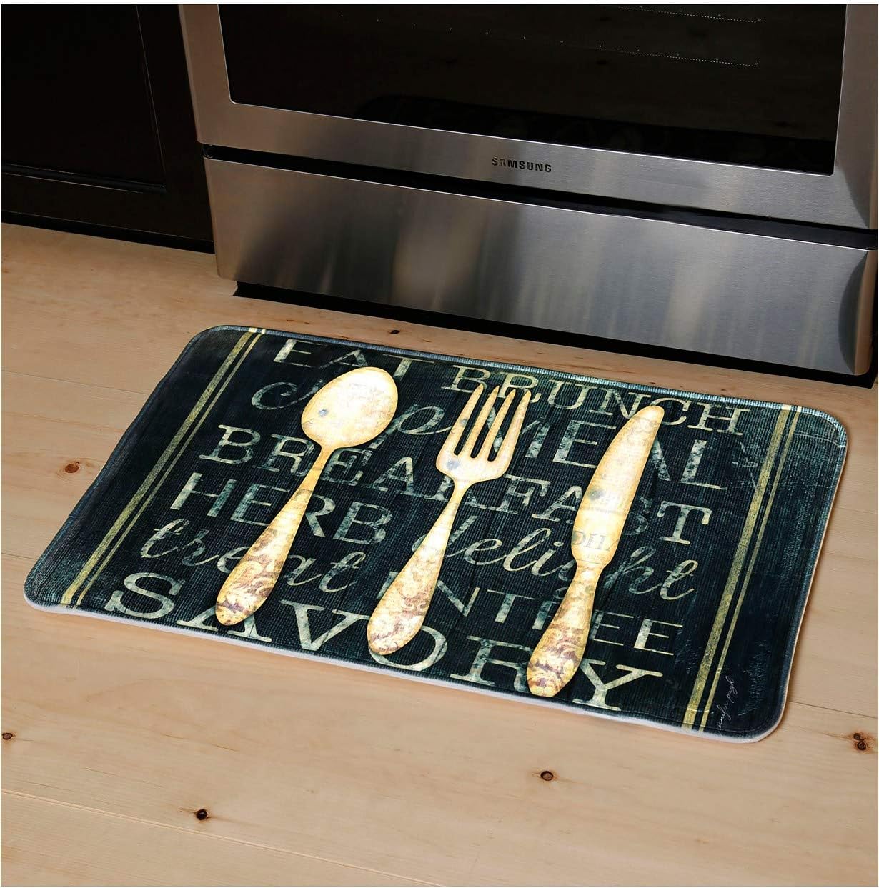 Comfort Cushion Anti-Fatigue Kitchen Mats (2-Pack) (Chalk Art Silverware)