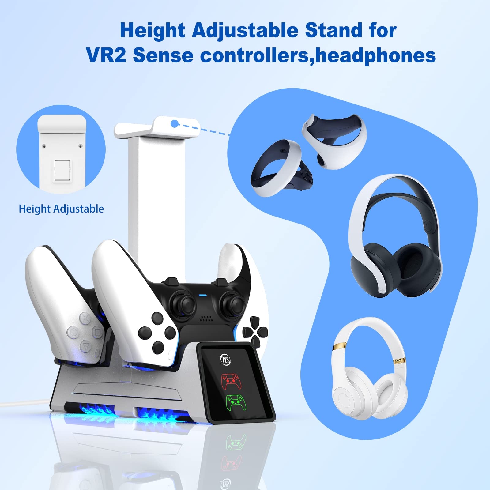 Supporto della stazione di ricarica del controller e set di cavi di ricarica per PS5 Elite, supporto di visualizzazione del caricabatterie della maniglia, controller di gioco VR Accessori di ricarica
