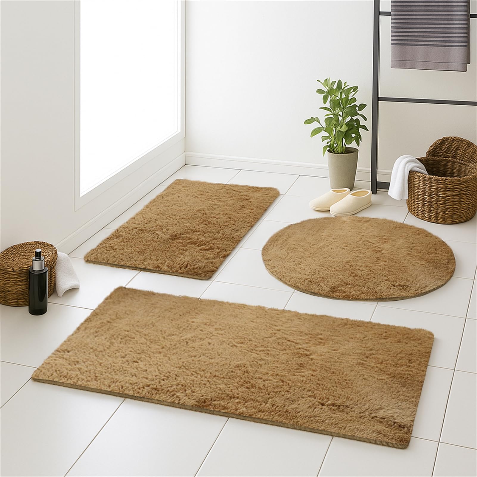 Tapis de bain antidérapant pour éviter les glissades shaggy