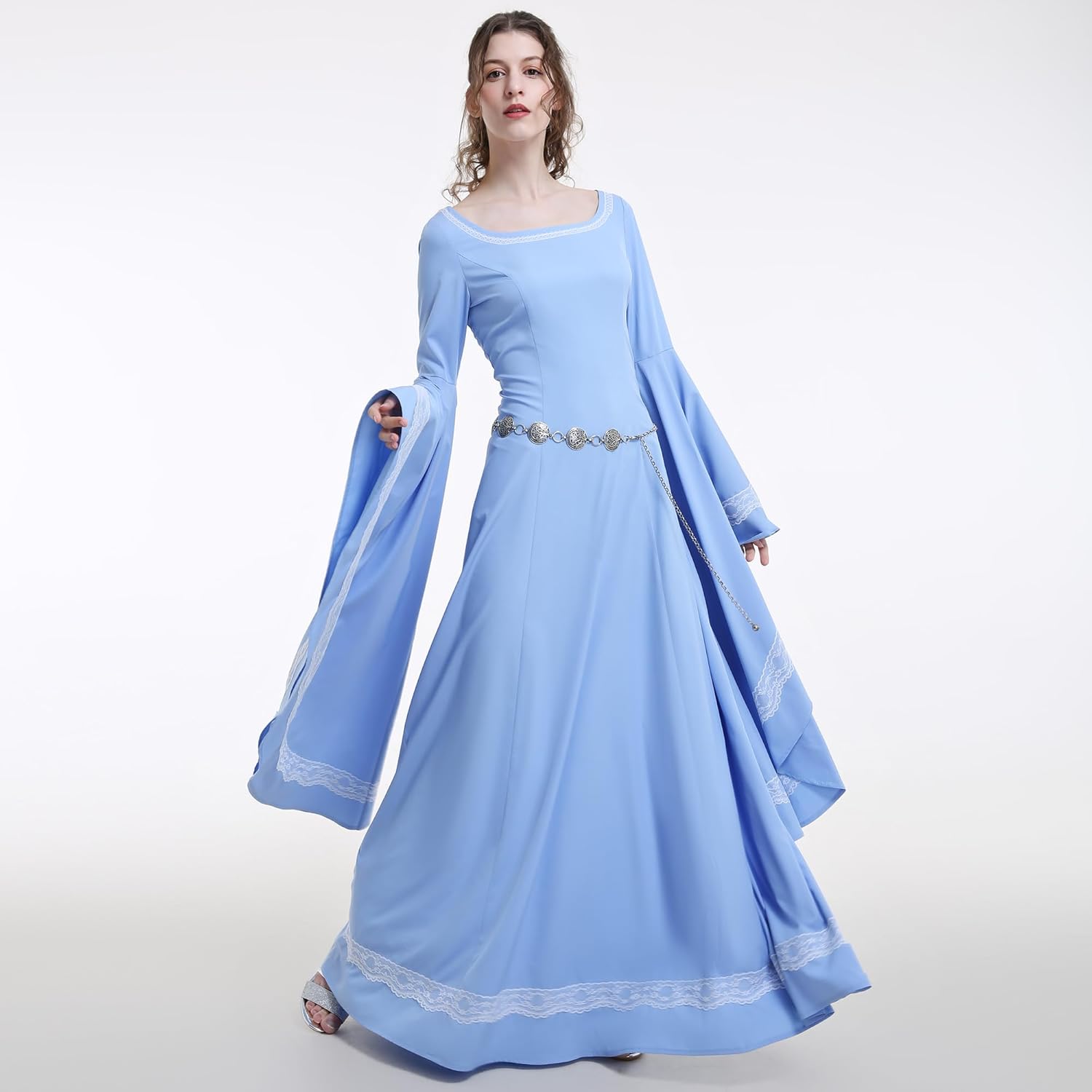 Renaissance Dress Gown for Women - Medieval Dress with Lace Decoration for Halloween Party or Renaissance Fair - Image 5