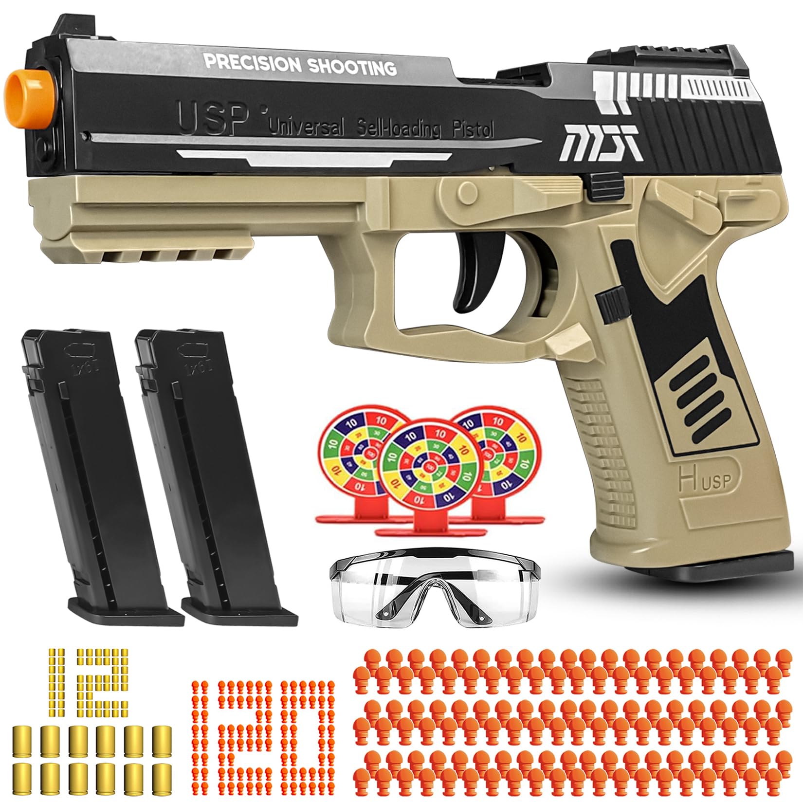 Toy Gun with Automatic Reloading Rebound Shell Ejecting and Soft Foam Blaster, Ideal for Shooting Games, Education Model Toys, Gift for Kids Boys Girls