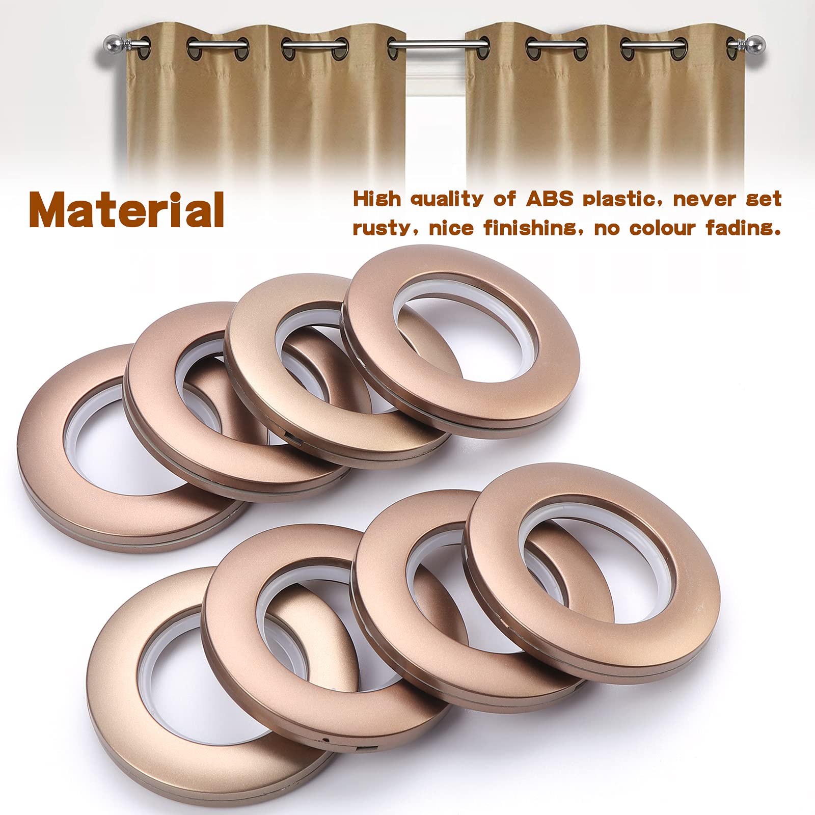 Anelli Per Tende In Plastica - 32 Pezzi, Ø40mm, Argento, A Basso Rumore - Foto 7