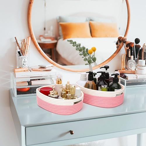 Miniatura 6 de Juego de 7 cestas tejidas de cuerda de algodón, canasta pequeña para guardería, mascotas, Montessori, cajas de juguetes para perros y gatos, cubos