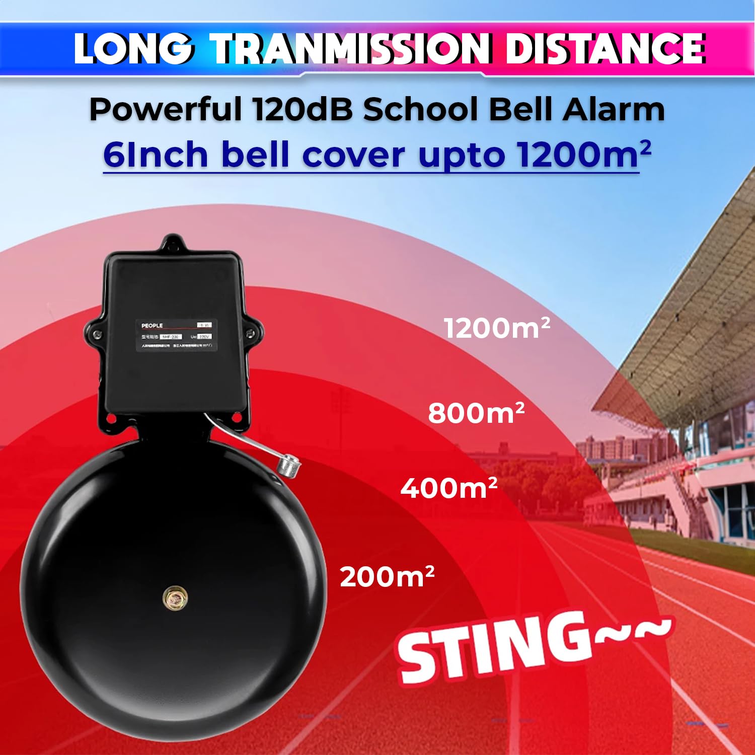 amiciSmart Automatic School Bell, 120dB Electric Gong Bell with Weekly Programmable Timer Switch, 40 Group Setting with 1~99sec Adjustable Ring Time, 220VAC 1