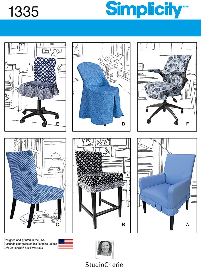 Simplicity Creative Patterns 1335 Chair Covers for Ikea and Realspace Chairs Sewing Patterns, One Size