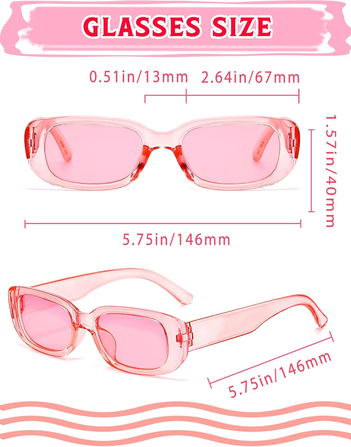 Exquisite Collection of 8 Unique Colored Retro Rectangle Sunglasses for Women – Perfect for Beach ,Driving and Casual Outfits, Orange - Image 2