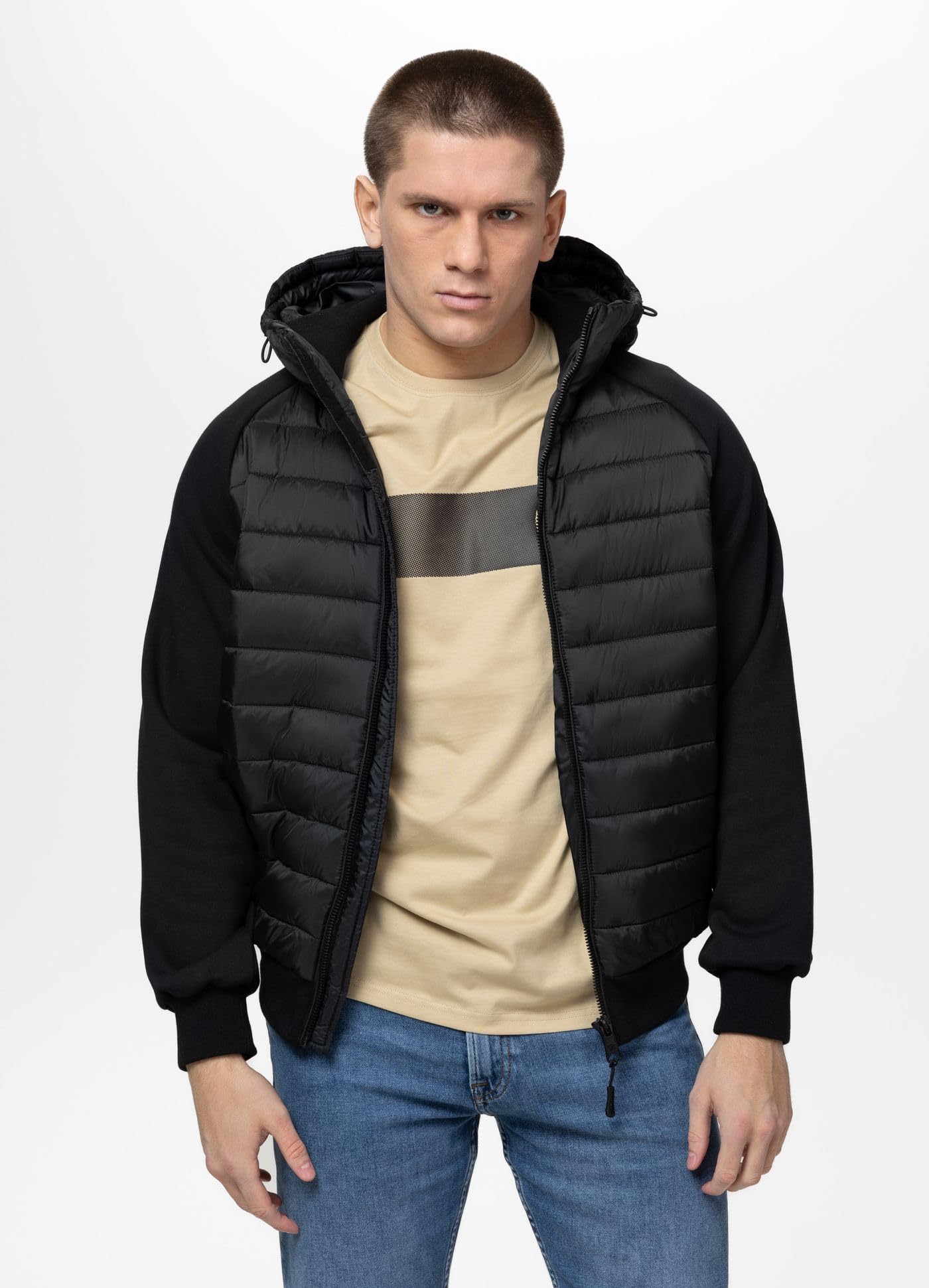 PITBULL - Übergangsjacke Herren PALOMAR, Hybridjacke mit Kapuze, Jacke Herren Leicht Gepolstert, Winterjacke Atmungsaktiv, Sportliche Jacket Slim Fit, Leicht Freizeitjacke