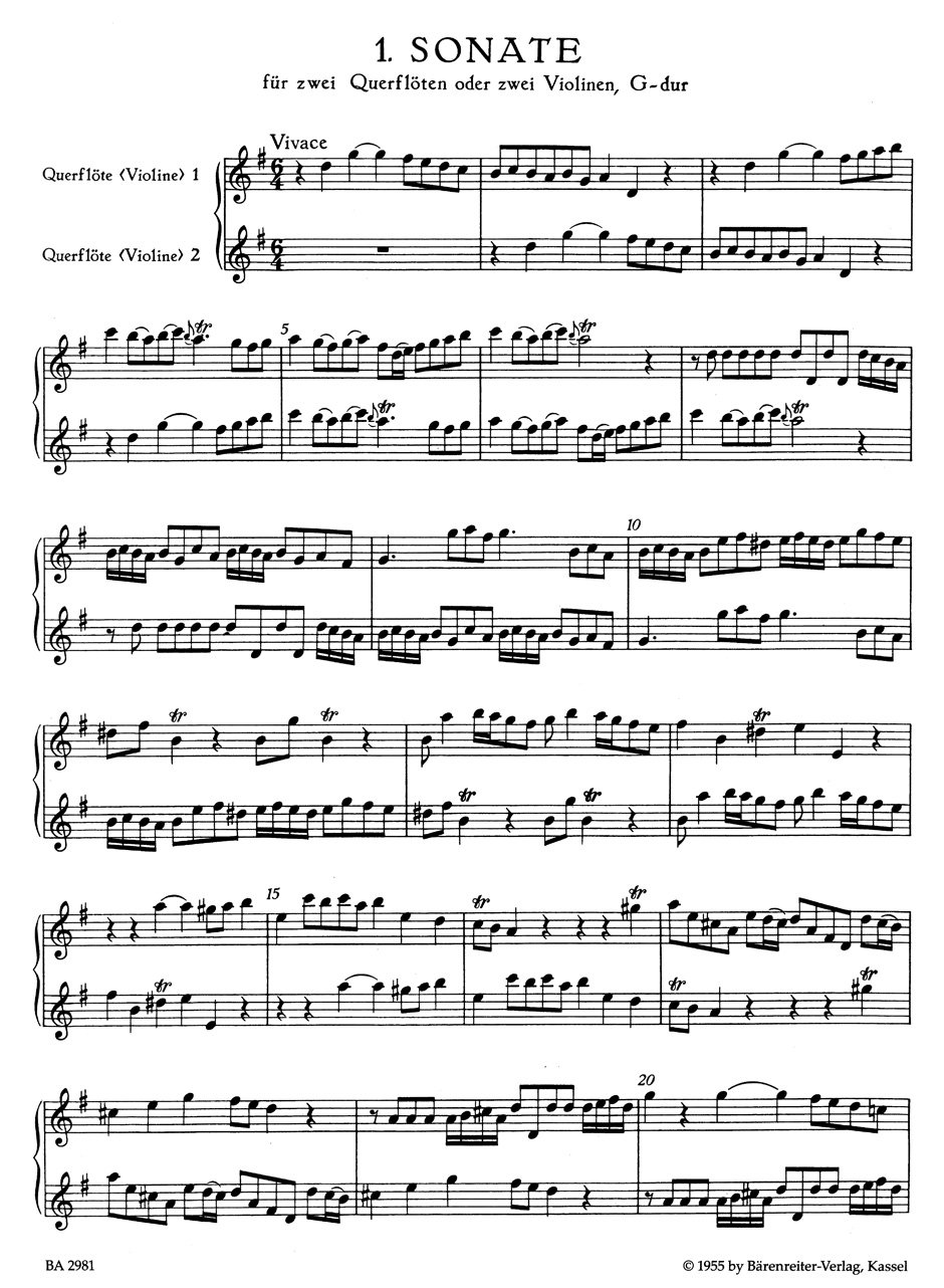 Telemann: Canonic Sonatas for Two Flutes or Two Violins, Op. 5, TWV 40:118-120 (Volume 1)      Sheet music