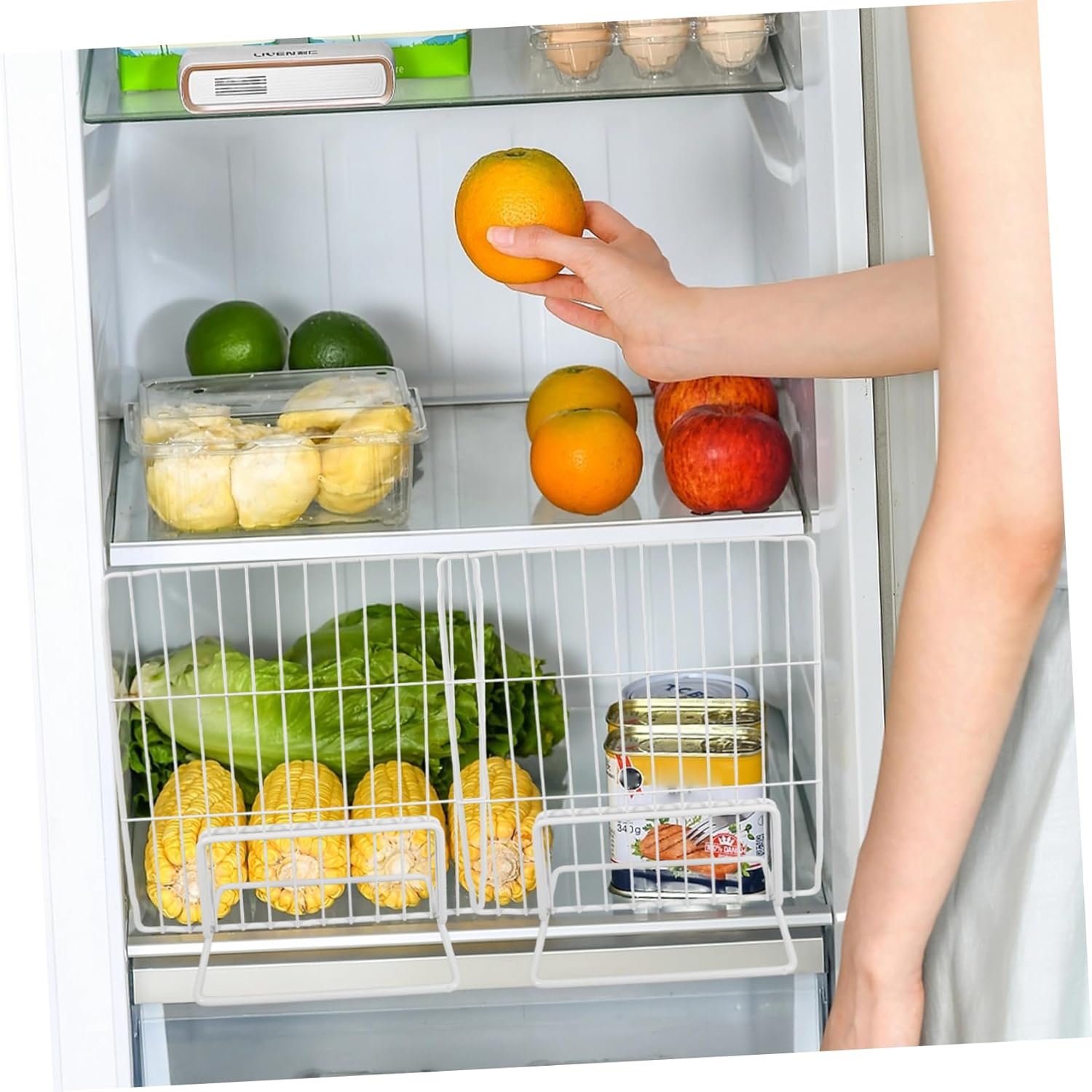 Metal Freezer Divider Refrigerator Separator Adjustable Storage Organizer for Fridge Shelves Space-Saving Iron Mesh Divider for Kitchen and Pantry 2-Pack