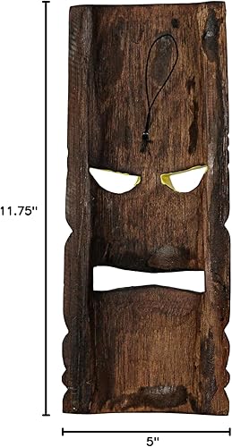 Miniatura 6 de Things2Die4 Máscara Tiki tallada a mano de madera de 12 pulgadas, arte de pared, palmera y tortuga, playa tropical, decoración del hogar, juego de 2