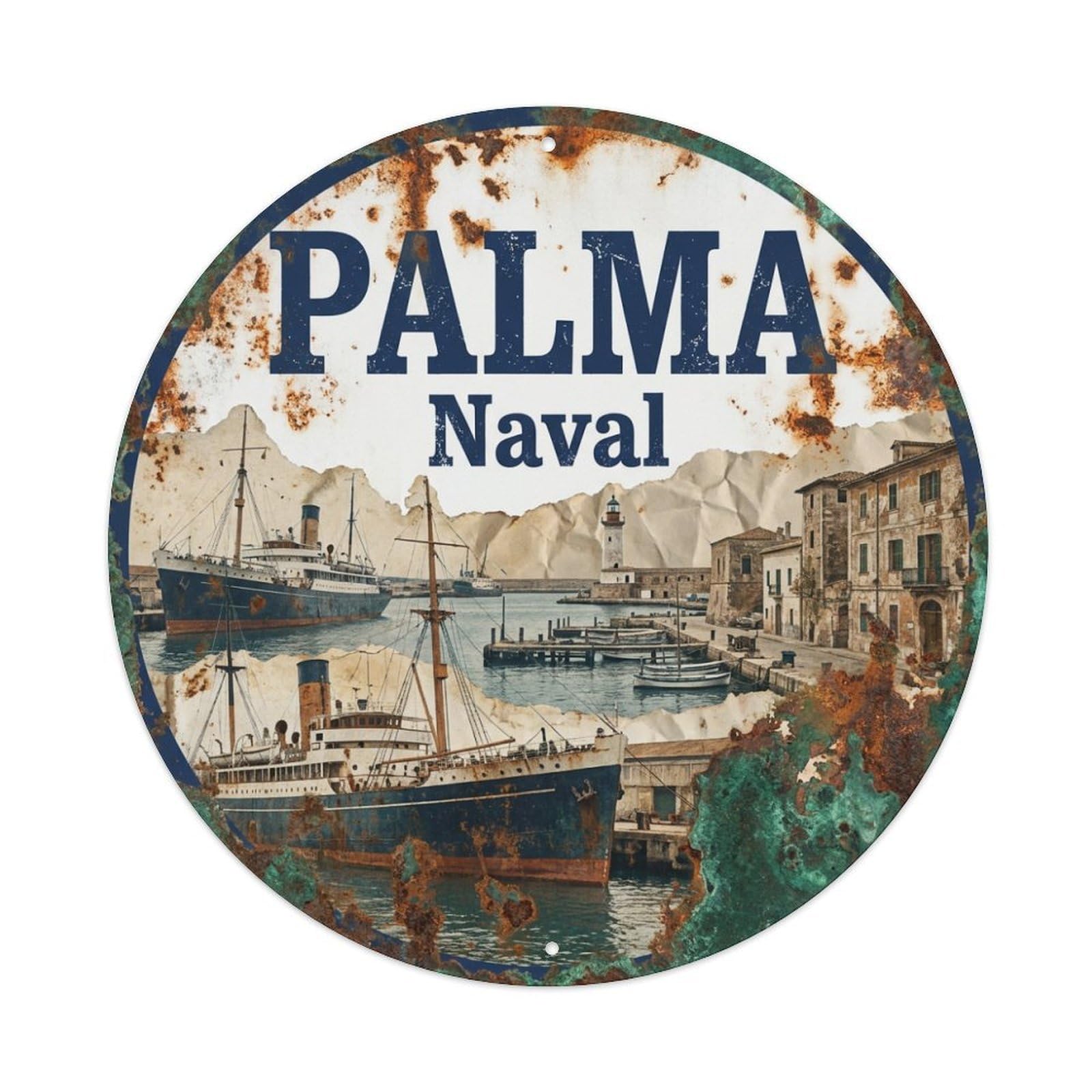 Tgrcjimh Style Metal Tin Sign Vintage Travel Palma Spain Maritime