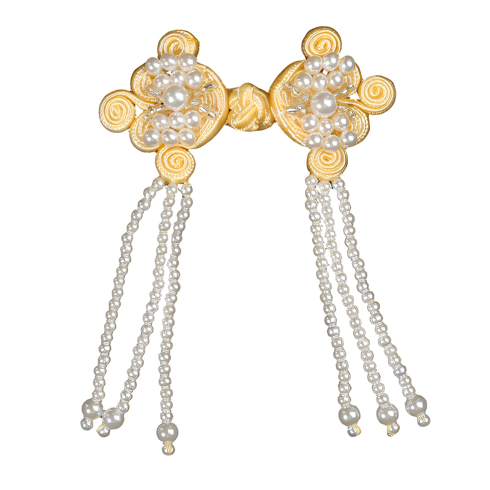 Tsophreniq Sophisticated Oriental Styles Satins Frogs Fasteners with Beads Embellishment Traditional Costume Embellishments