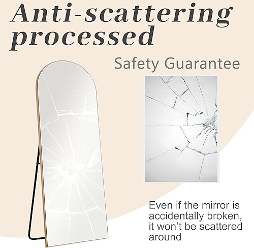 Miniatura 7 de NeuType Espejo arqueado de longitud completa, marco fino de madera de 65 x 22 pulgadas, para colgar o apoyarse contra la pared, espejo grande de