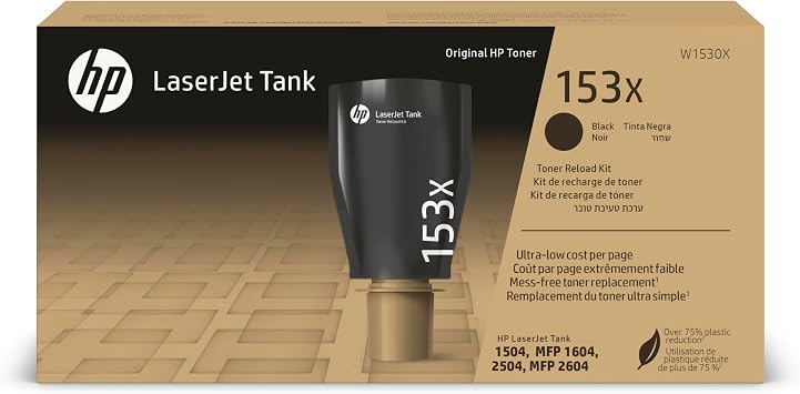 HP 153X Black High-Yield Toner Reload Kit | Cartridge-Free | Works LaserJet Tank 2504dw, LaserJet Tank MFP 2604sdw | W1530X