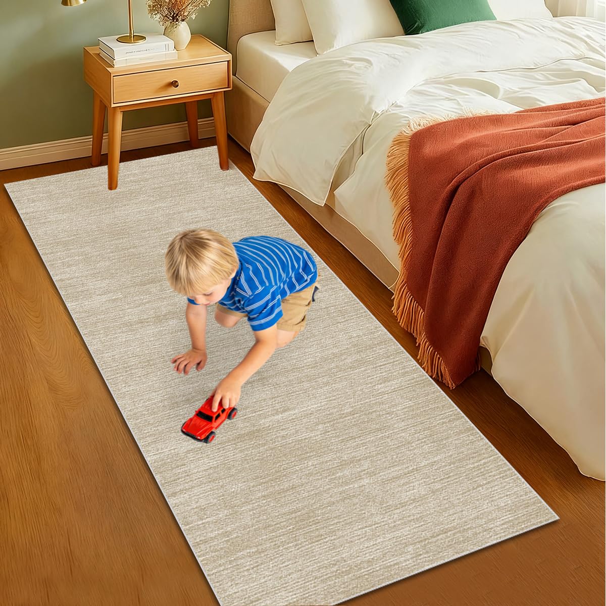 Teppich Läufer Flur rutschfest Küchenteppich Waschbar Langer Teppich Läufer Flur Teppichläufer Flurteppich Läufer Lang Fußmatte Groß Teppich Küche Flurläufer 90 x 500cm Beige